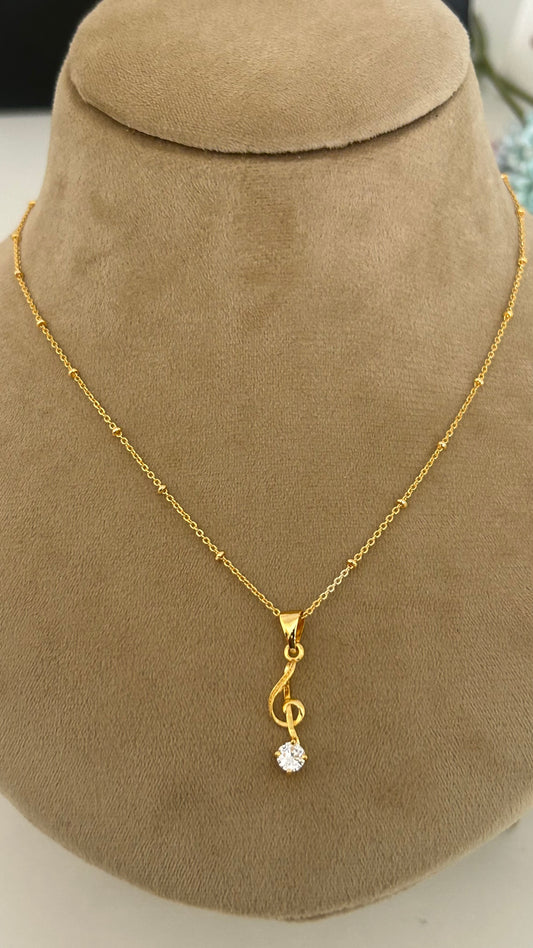 Daily wear chain with music symbol locket in 18 inches