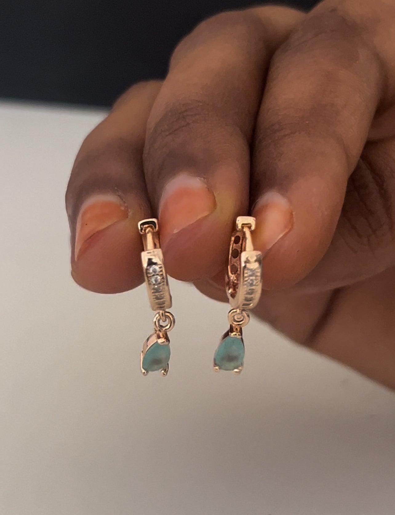 CZ Bali earrings with stone hanging