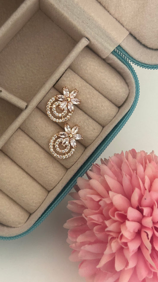 CZ flower stud with round shape