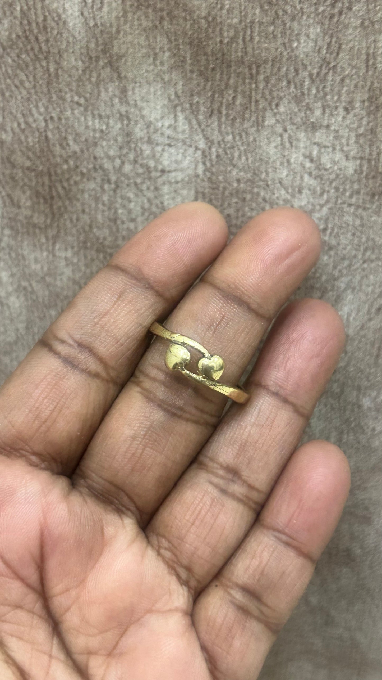 Traditional Panchaloham Dual Heart Ring – Unpolished Handmade Jewellery