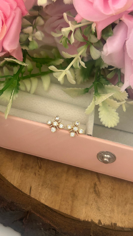 Elegant Panchaloham Stud Earrings with Crystal Accents in small size