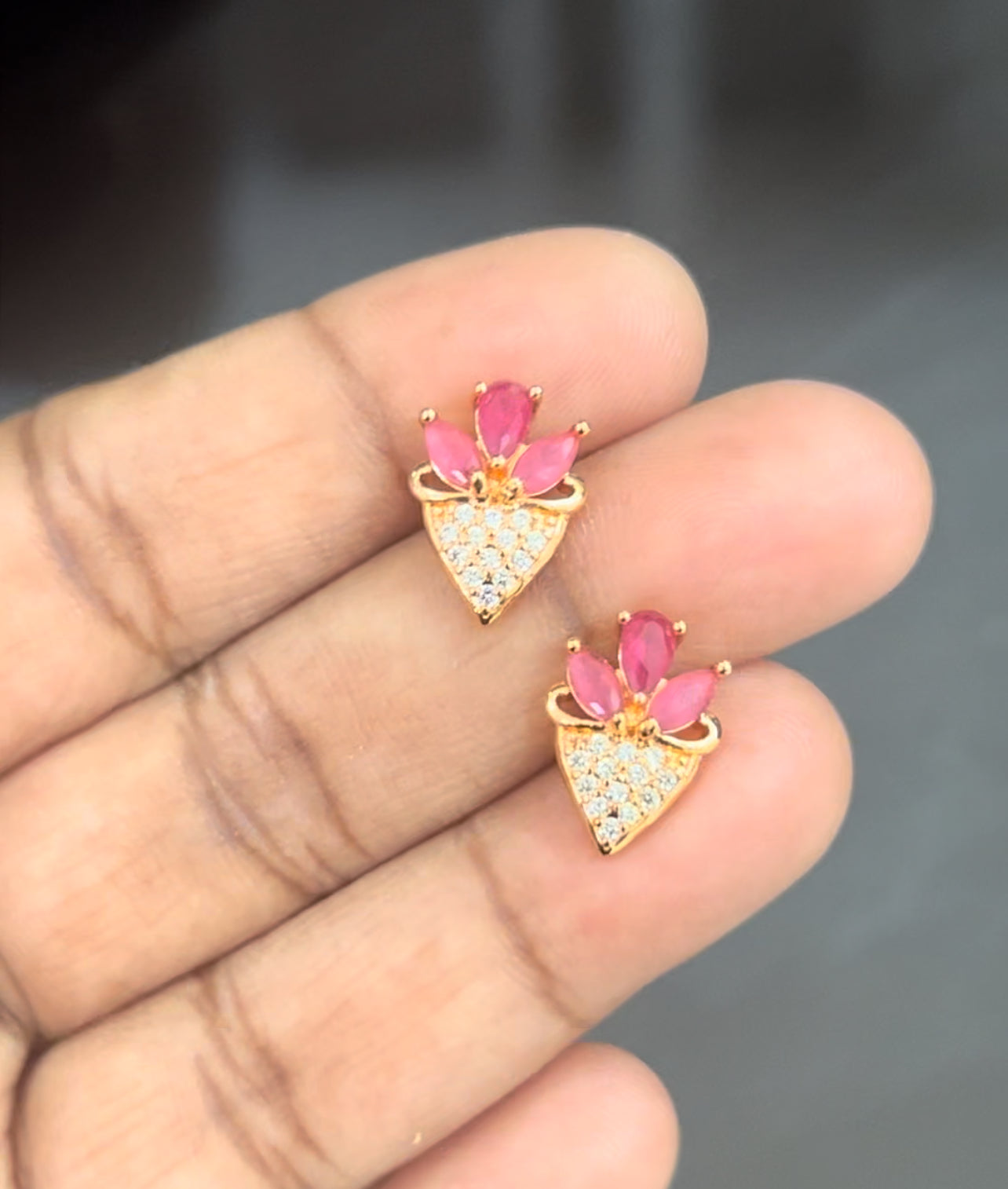 CZ coneshape studs in colour