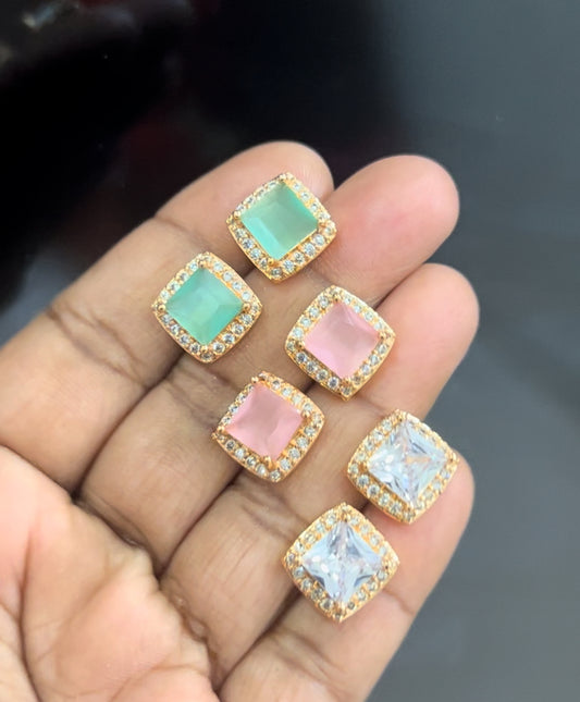 CZ rectangle shape studs