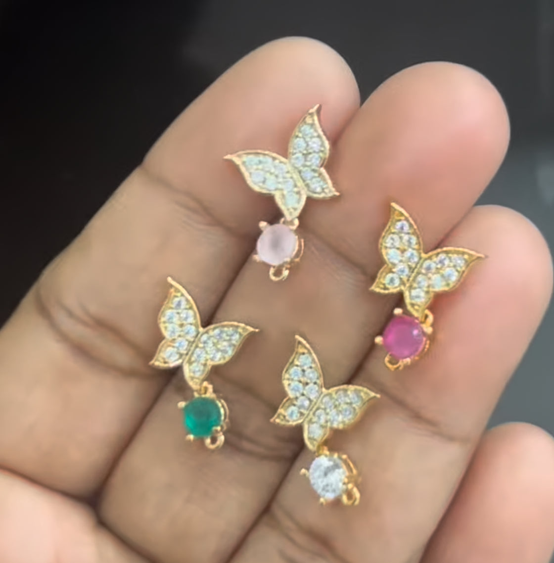 CZ butterfly stud with drops