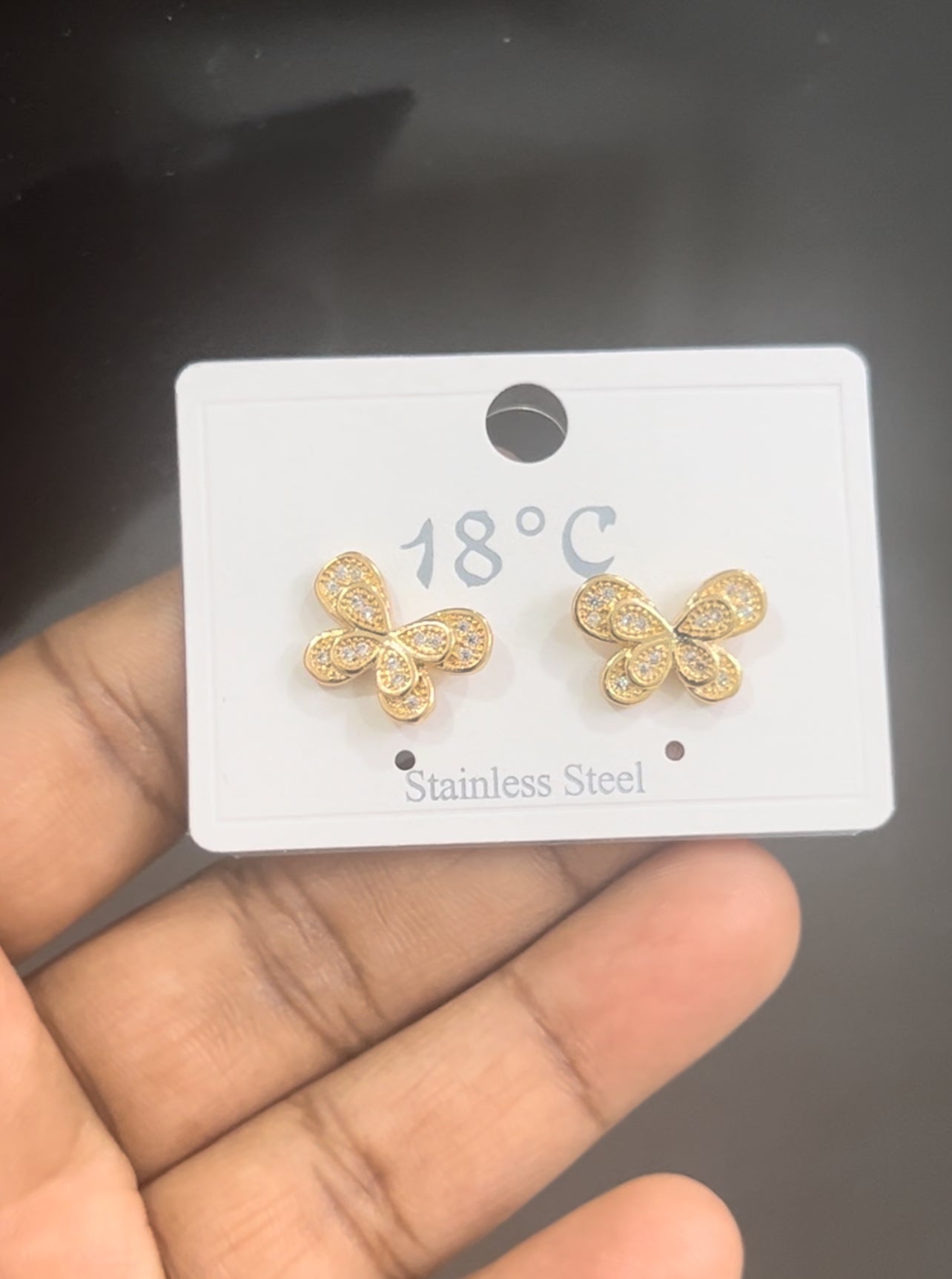 CZ butterfly stud in simple look