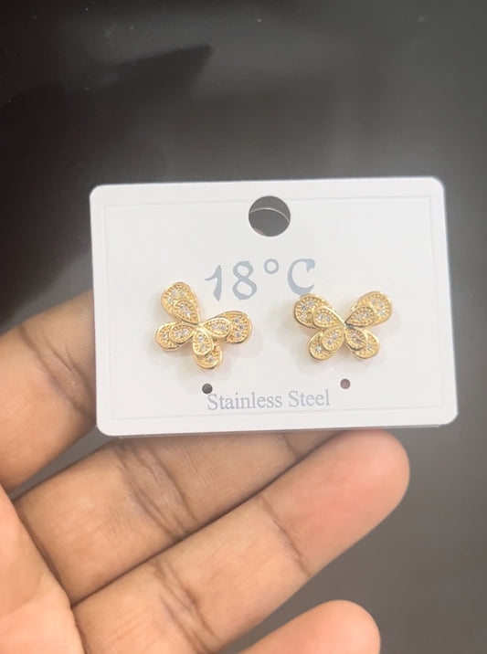 CZ butterfly stud in simple look