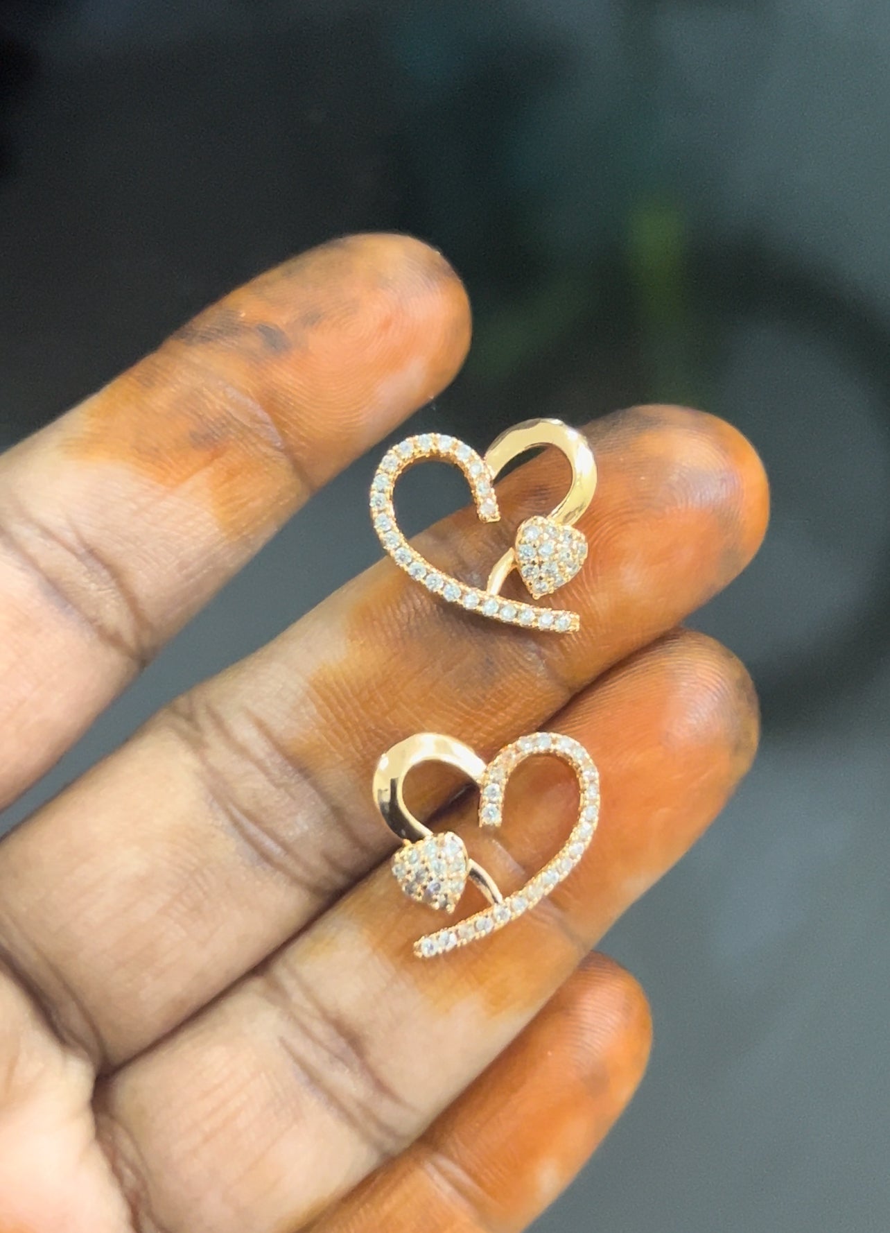 CZ heart shape stud