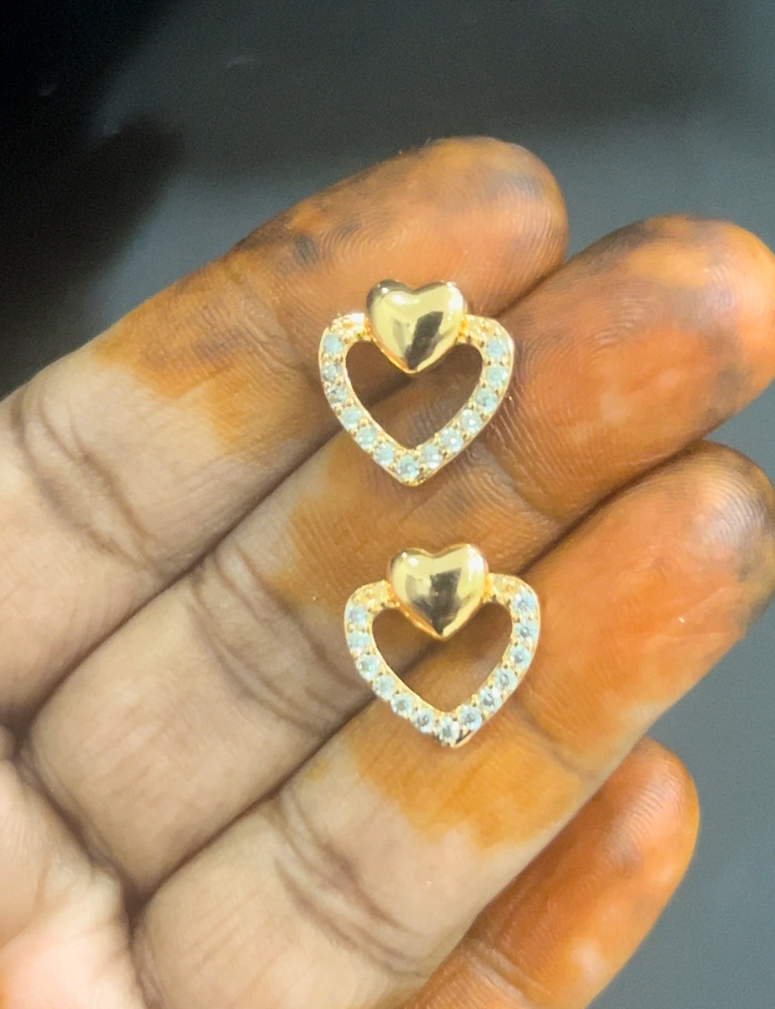 CZ heart shape stud