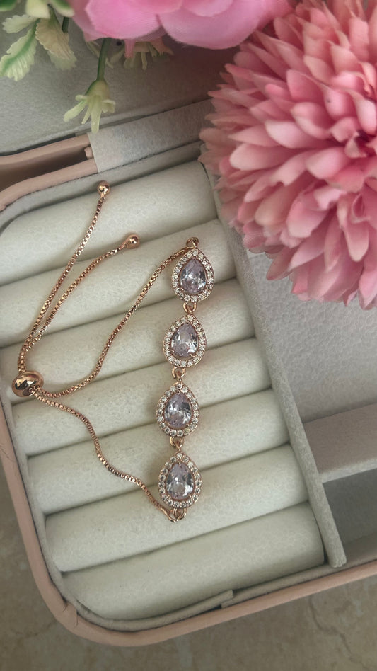 CZ Ovel shape white stone bracelet