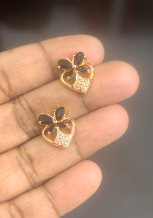 CZ colour studs in butterfly stud