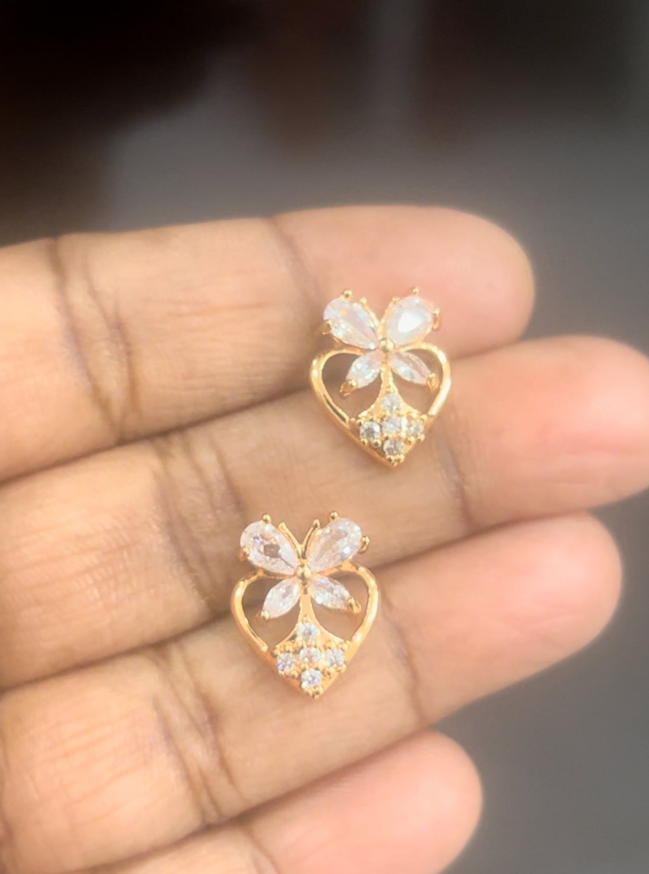 CZ colour studs in butterfly stud