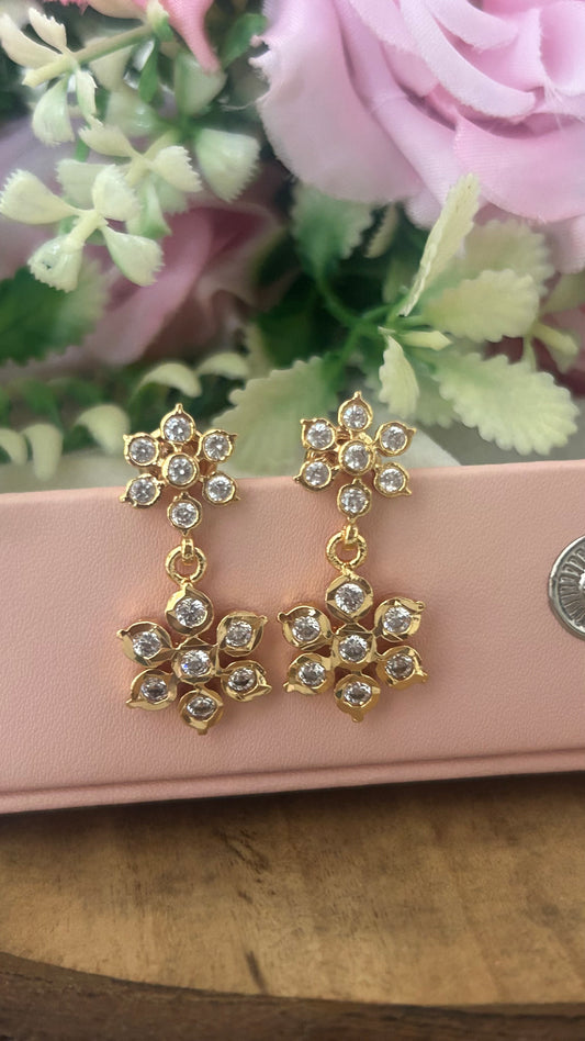 Elegant Flower Drop Panchaloham Earrings – Lightweight & Shiny Finish