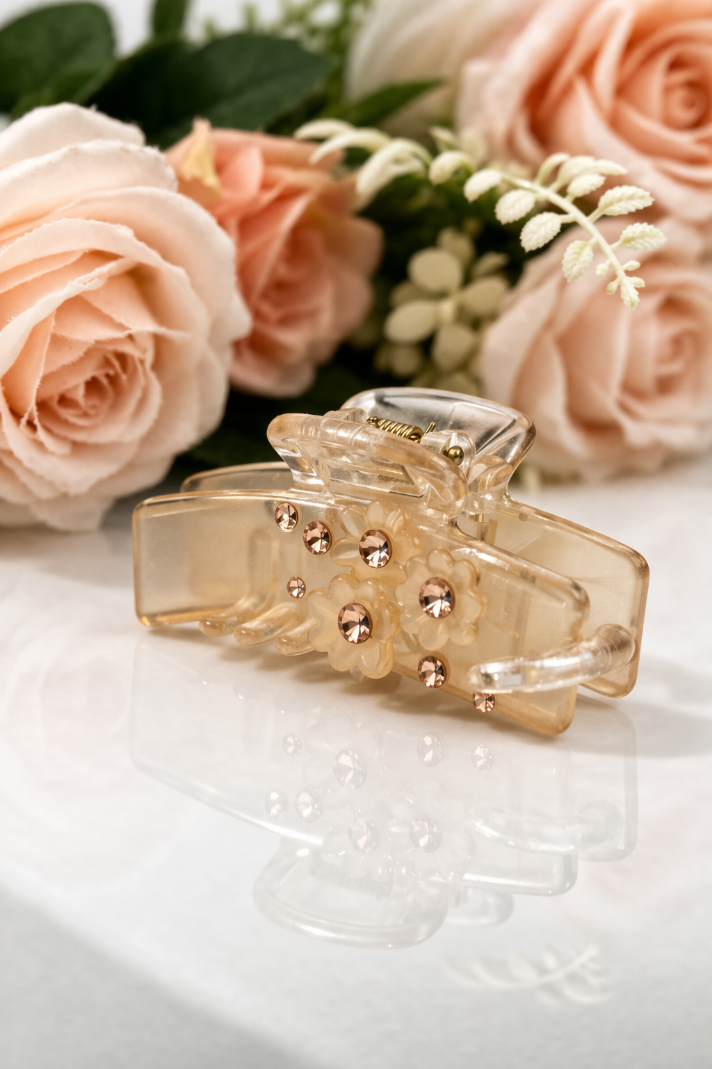 Korean Style Mini Hair Claw Clips – Pastel Crystal Hair Accessories