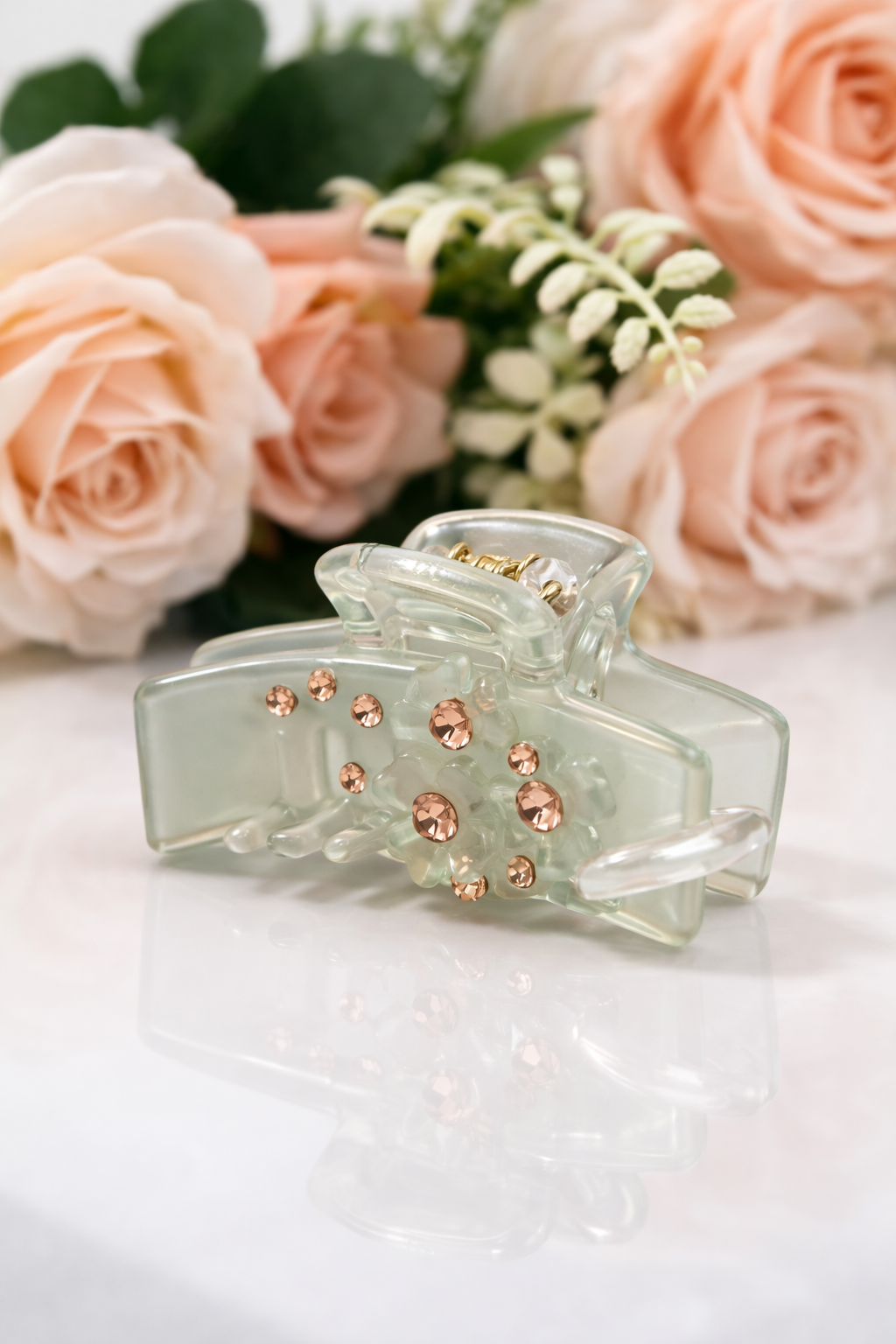 Korean Style Mini Hair Claw Clips – Pastel Crystal Hair Accessories