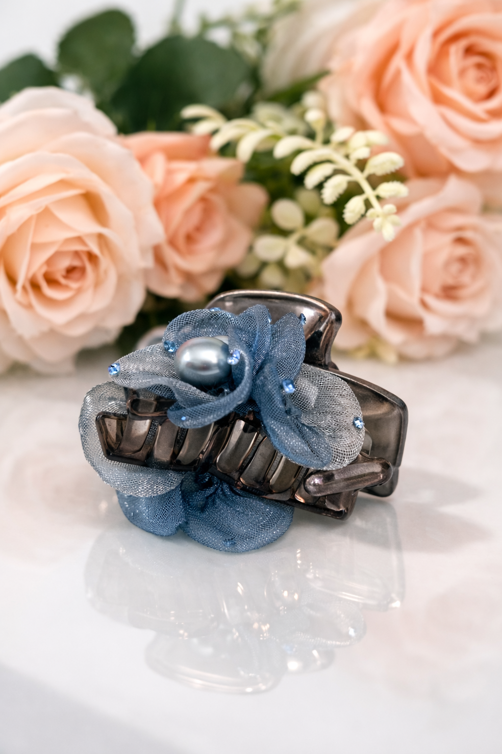 Mesh Flower Hair Clips – Trendy Hair Accessories for Girls