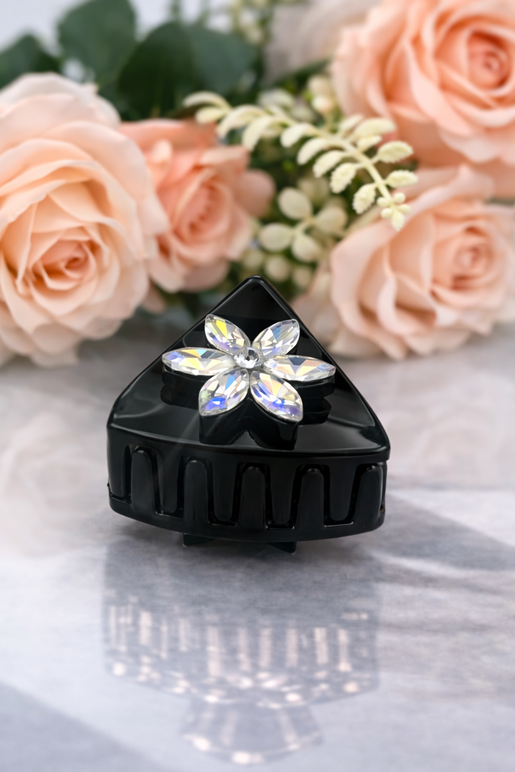 Crystal Flower Acrylic Hair Clips – Trendy Hair Accessories