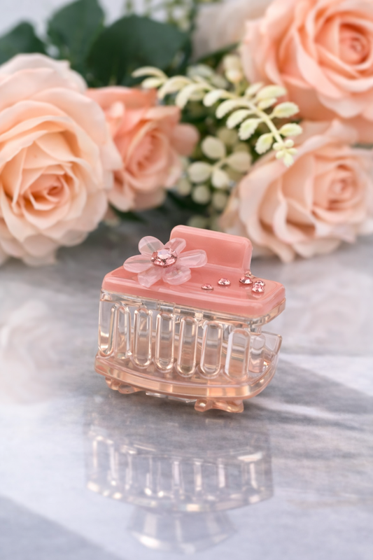 Small Acrylic Hair Claw Clips – Floral Crystal Hair Accessories
