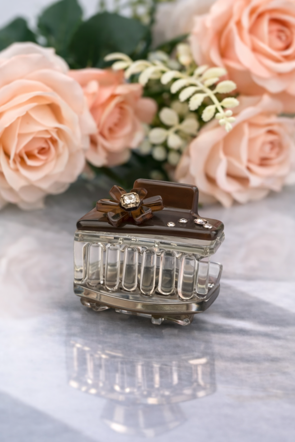 Small Acrylic Hair Claw Clips – Floral Crystal Hair Accessories