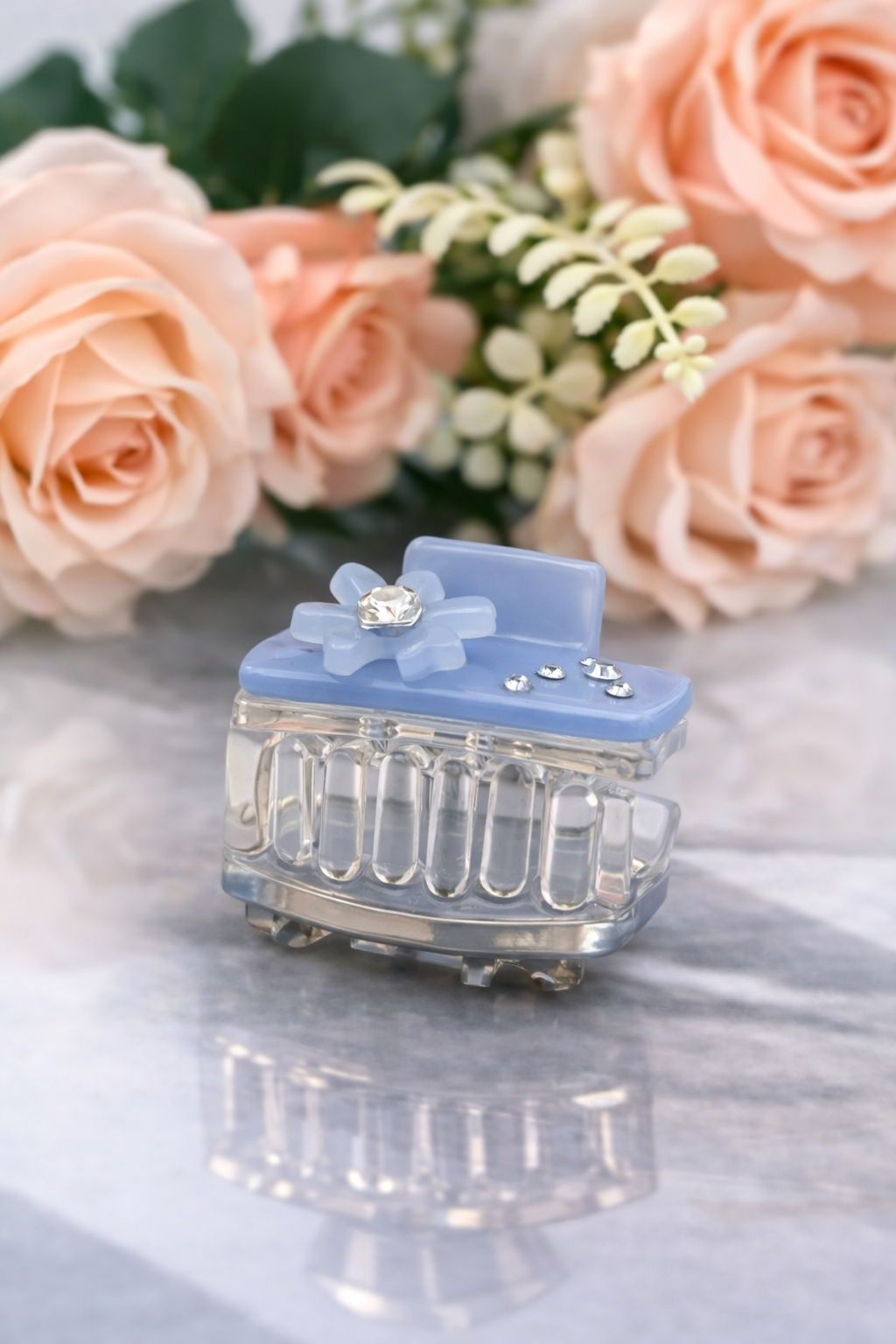 Small Acrylic Hair Claw Clips – Floral Crystal Hair Accessories