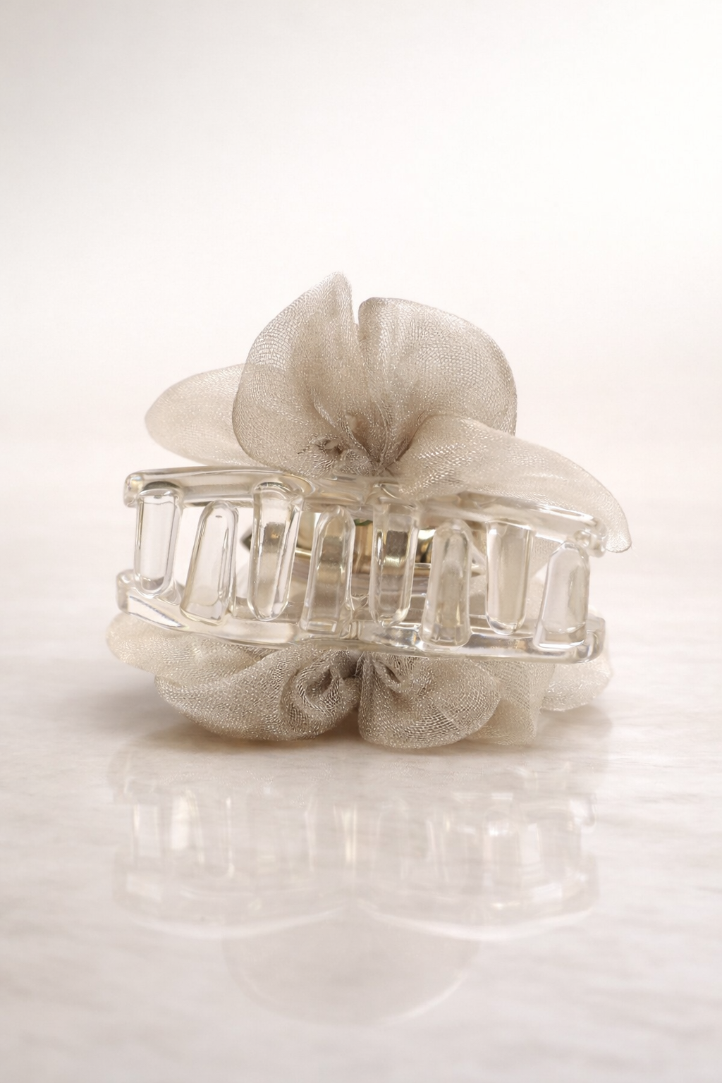 Shimmer Fabric Bow Hair Claw Clips Set – Stylish Organza Hair Accessories