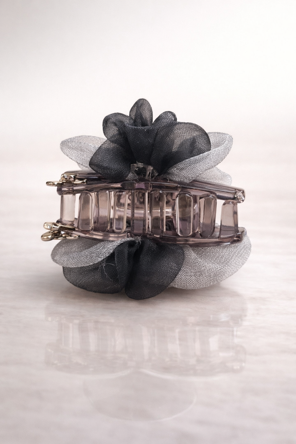 Shimmer Fabric Bow Hair Claw Clips Set – Stylish Organza Hair Accessories