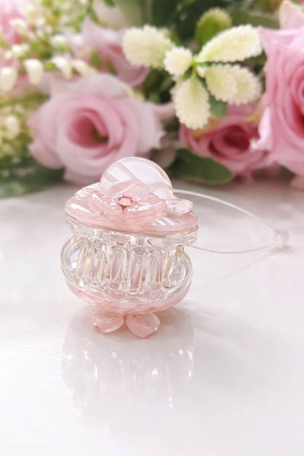 Flower Design Mini Hair Claw Clips with Crystals – Stylish Hair Accessories -1