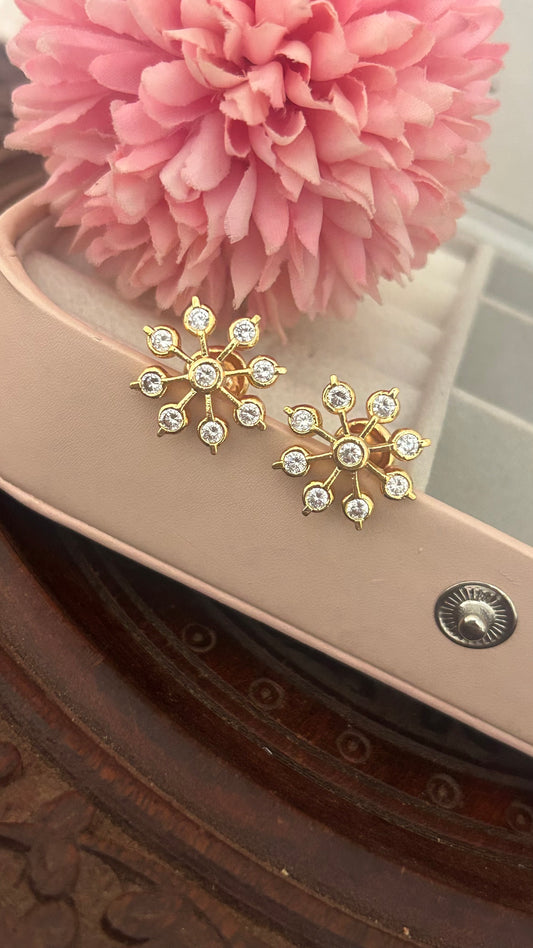 Traditional Panchaloham with Gold Finish Stud Earrings – Floral Sparkle Design ( big size only)