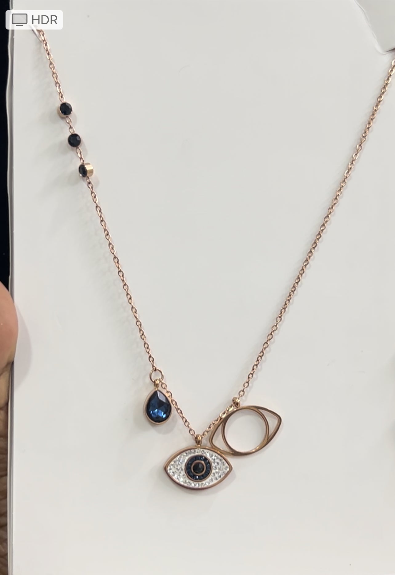 CZ evil eye chain pendant