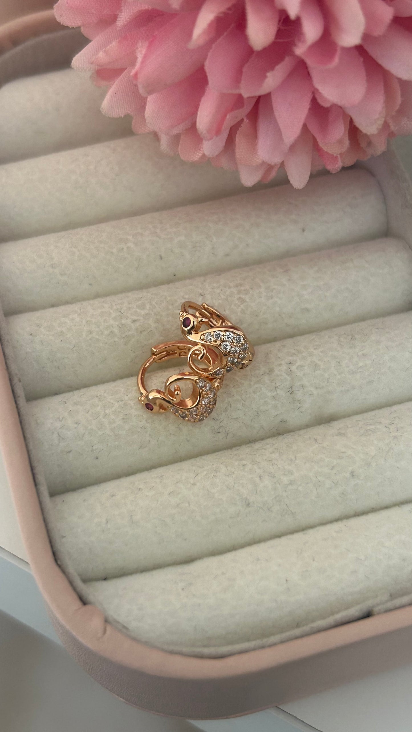 "Crystal Studded rose gold Peacock Hoops for Women"