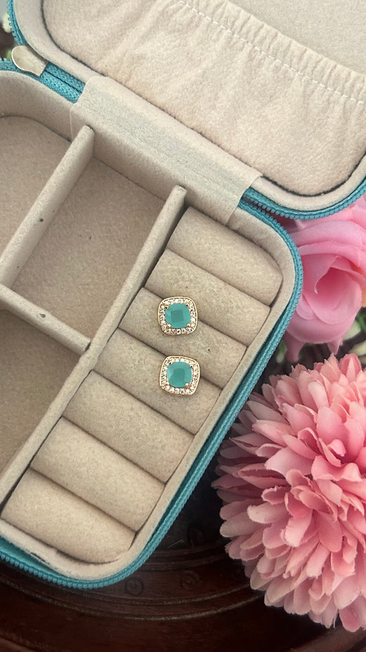 CZ small rectangular stud with white stones