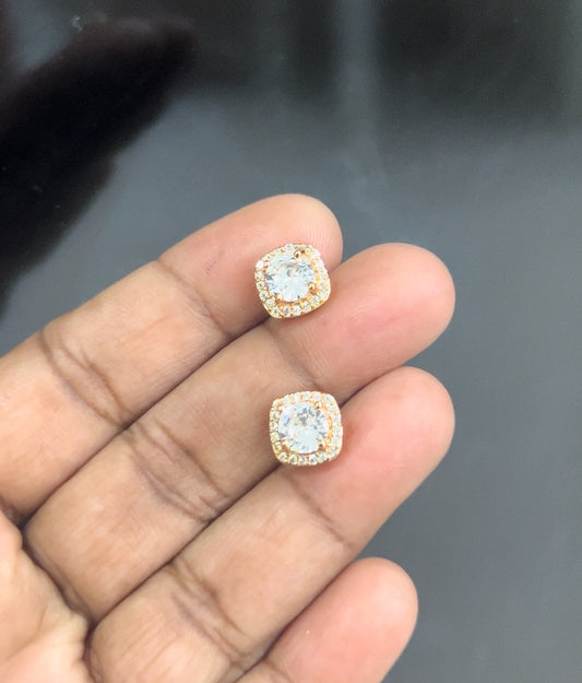 CZ white square stud