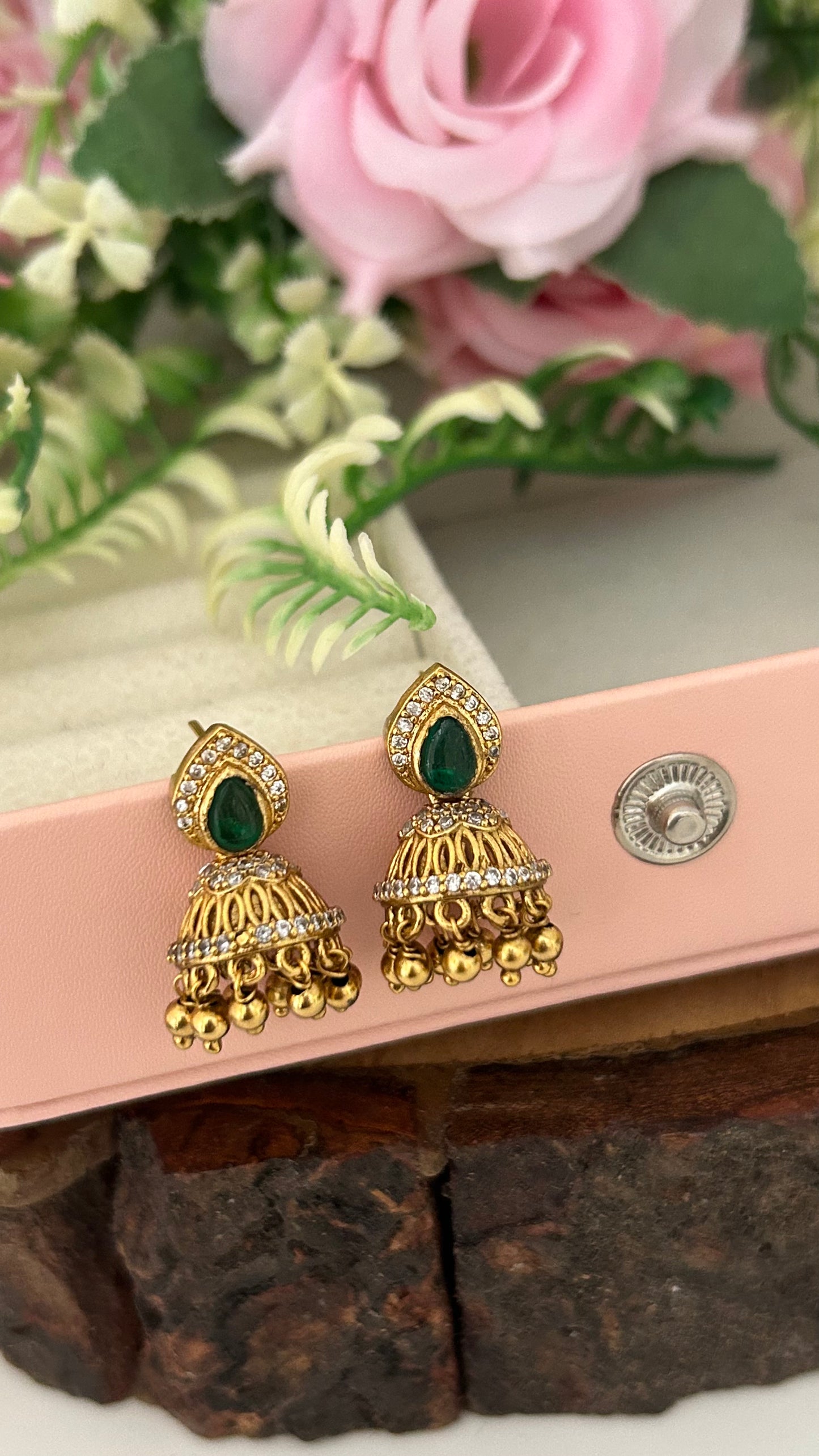 Traditional Green Jhumkas for Festive & Wedding Look ( small size only)