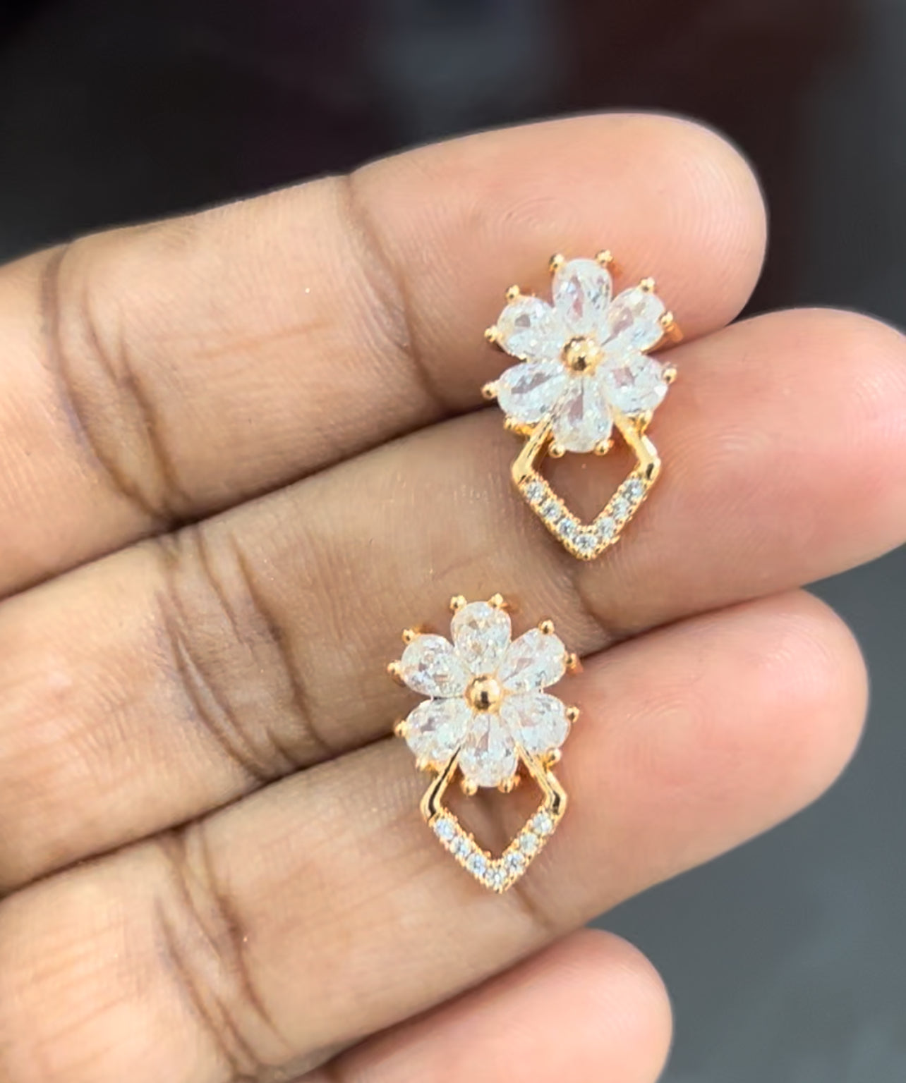 CZ flower stud