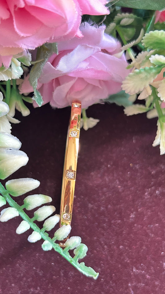 Premium Gold Finish Openable Kada with Sparkling CZ Accents