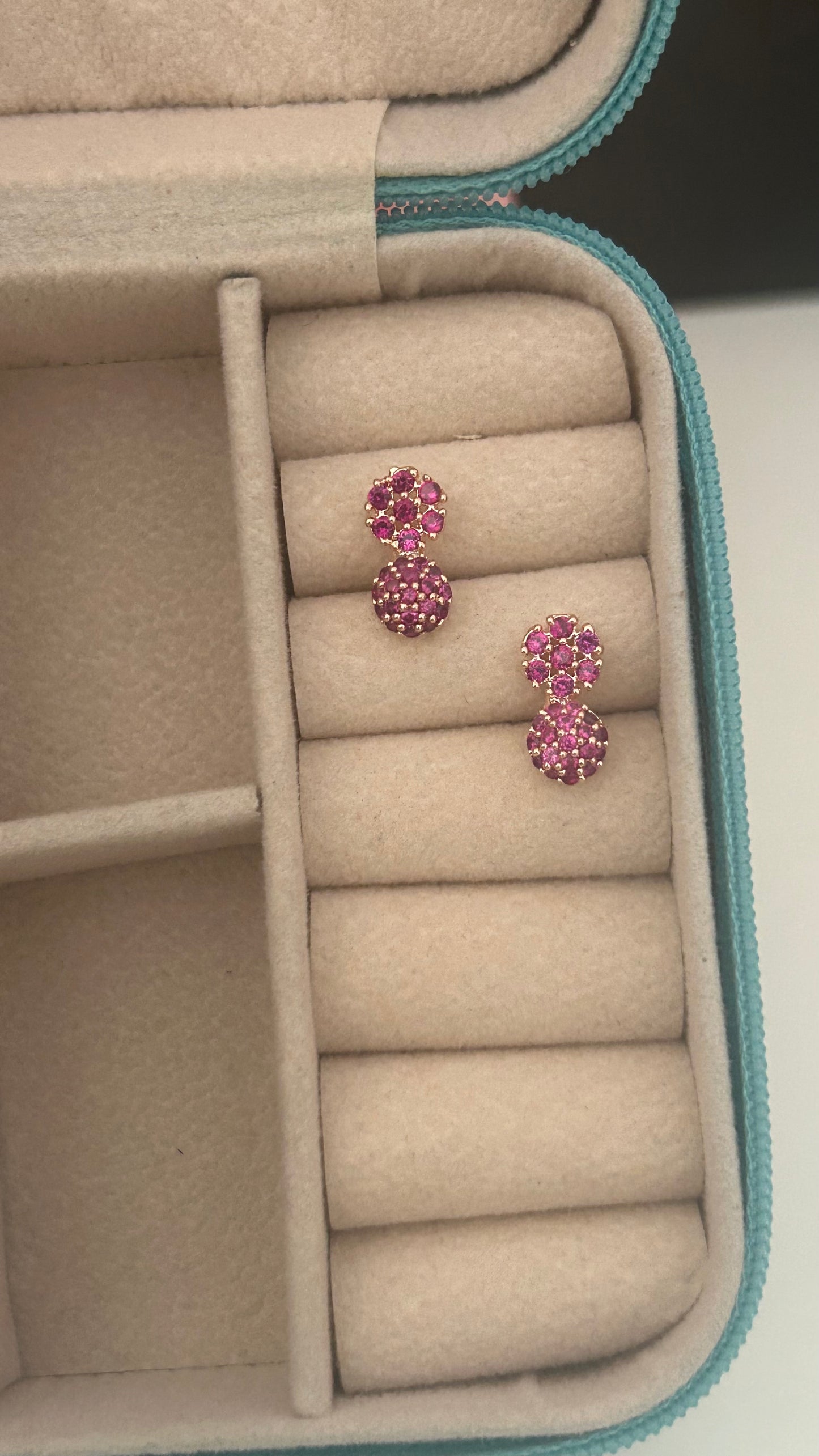 CZ pink flower stud