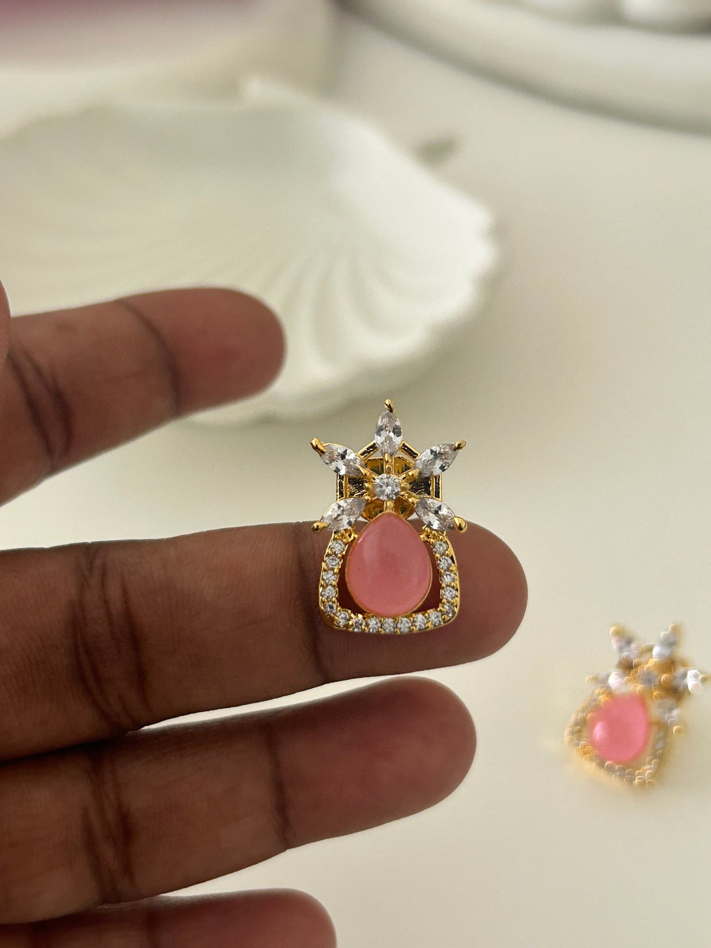 Peach color stud with back screw like gold