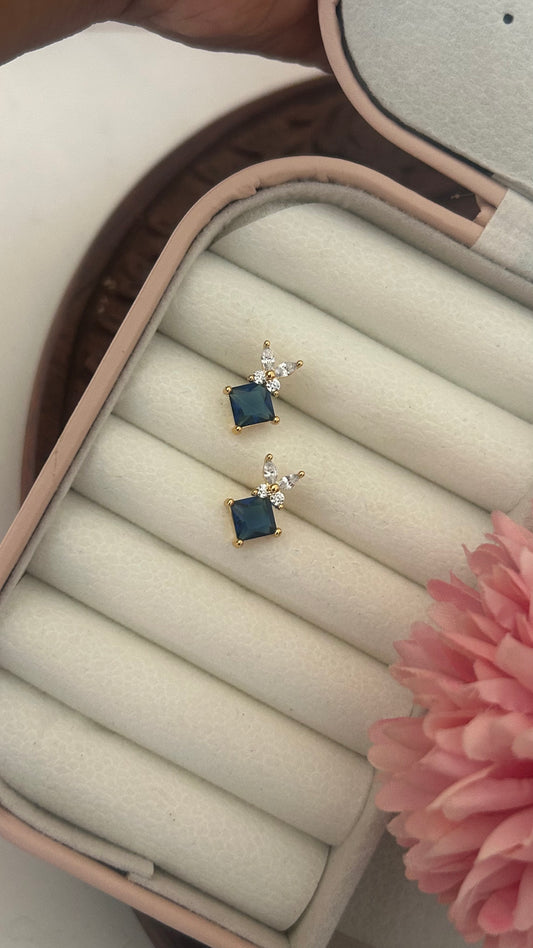 CZ Midnight Elegance Studs With Diamond Accents