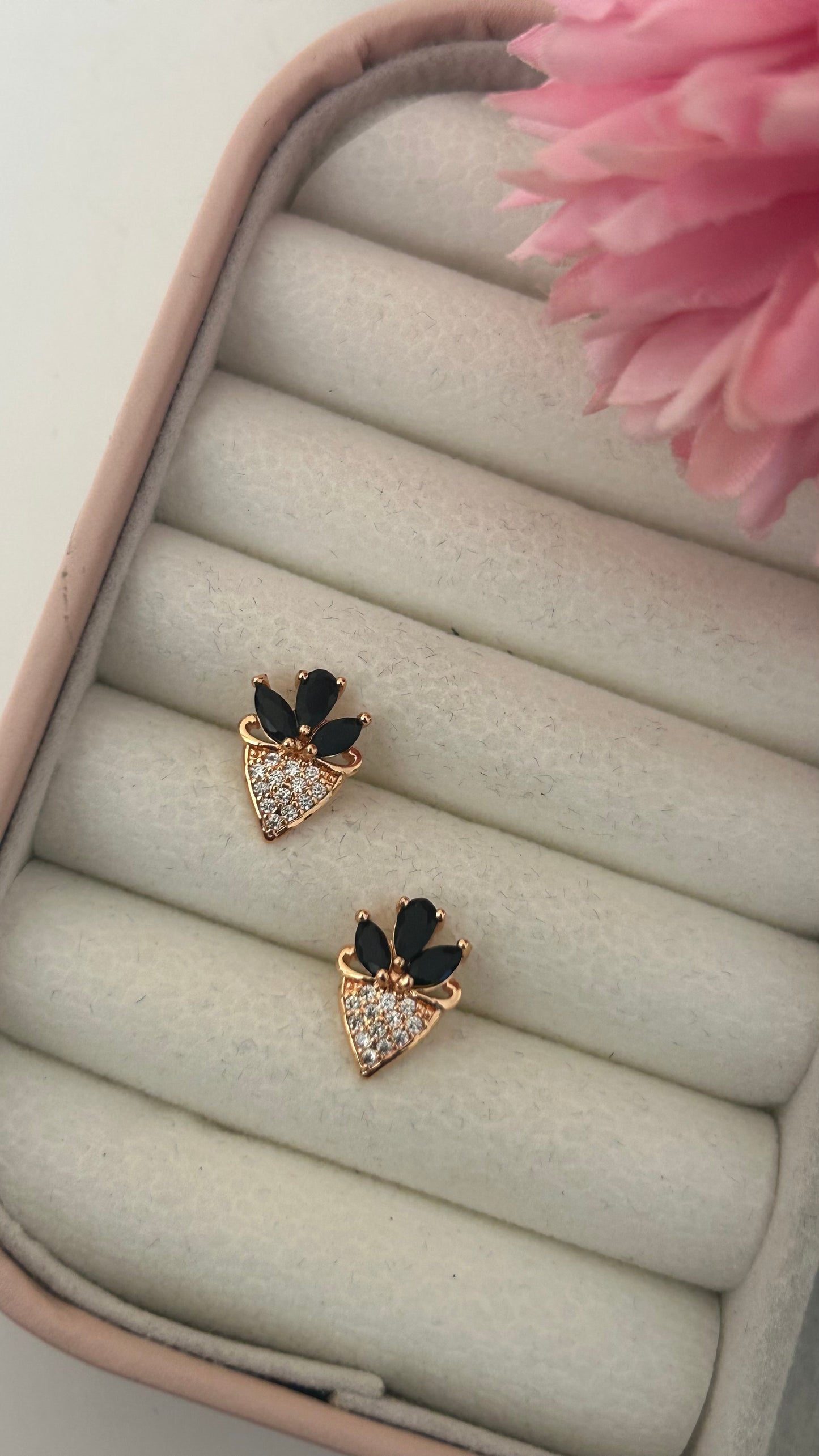 Pastel Leaf Design Stone Studs for Women