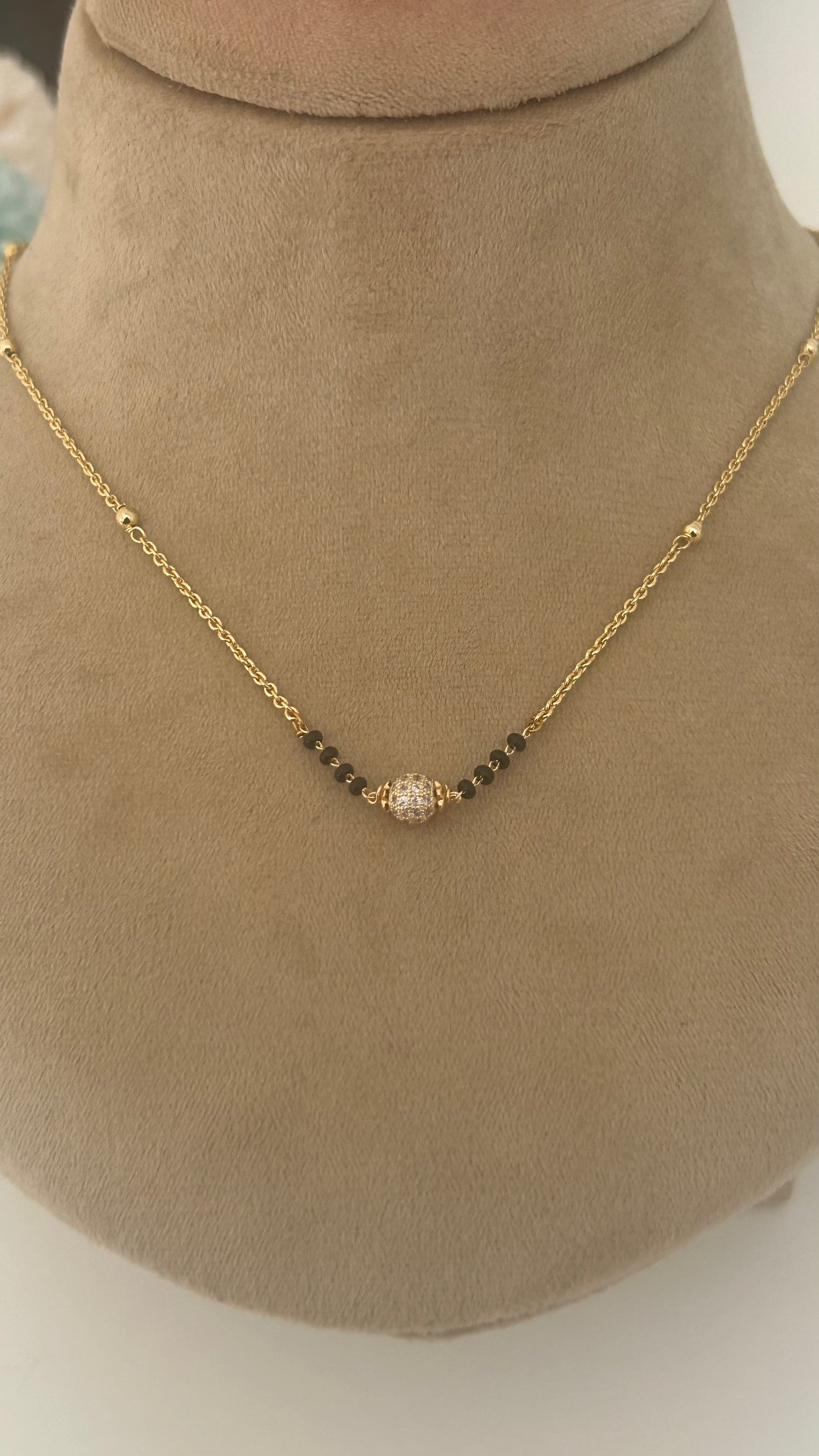 Black beads with small ad ball in18 inches