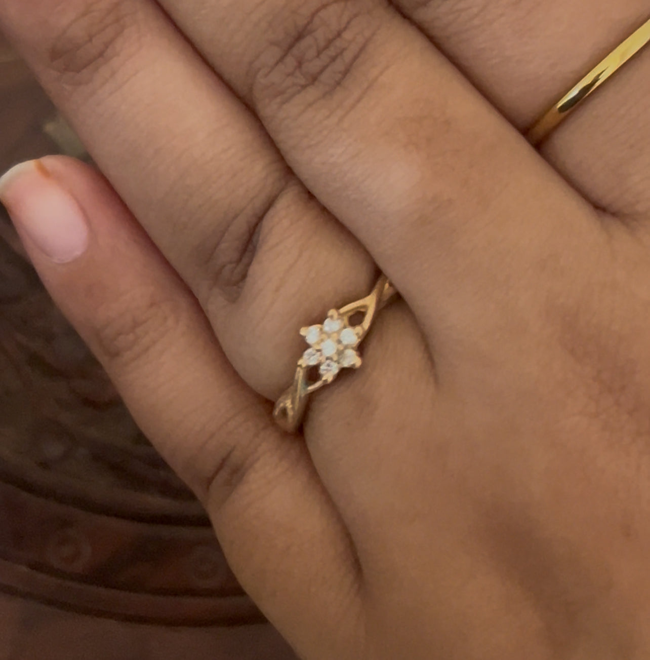 Panchaloam Gold Solitaire Floral Ring – Elegant Diamond Finger Ring for Women