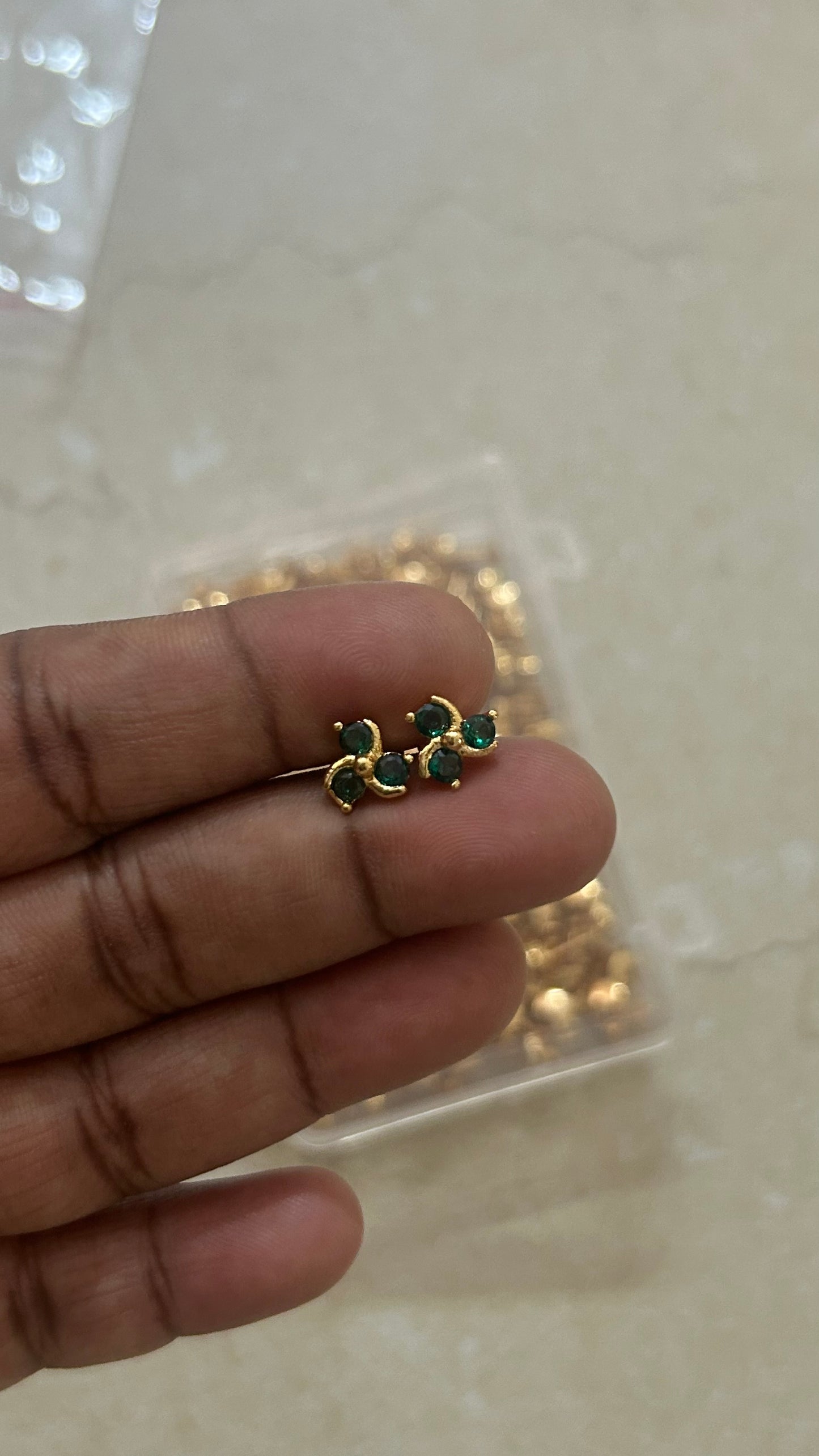 Panchaloham polished small Stud Earrings with Detachable Swarovski Pearl Drop in colours