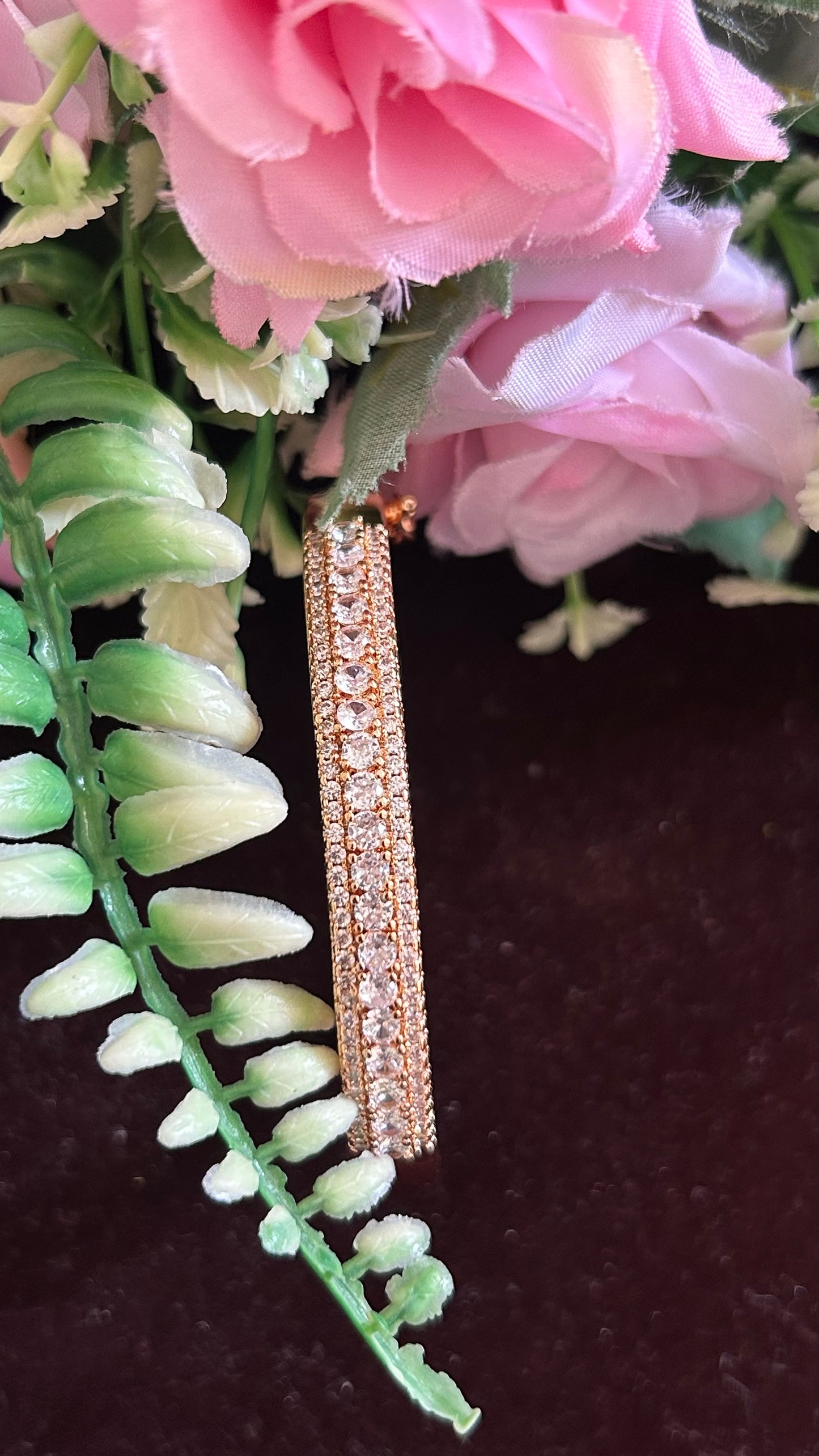 Luxury Rose Gold Finish CZ Openable Kada for Women