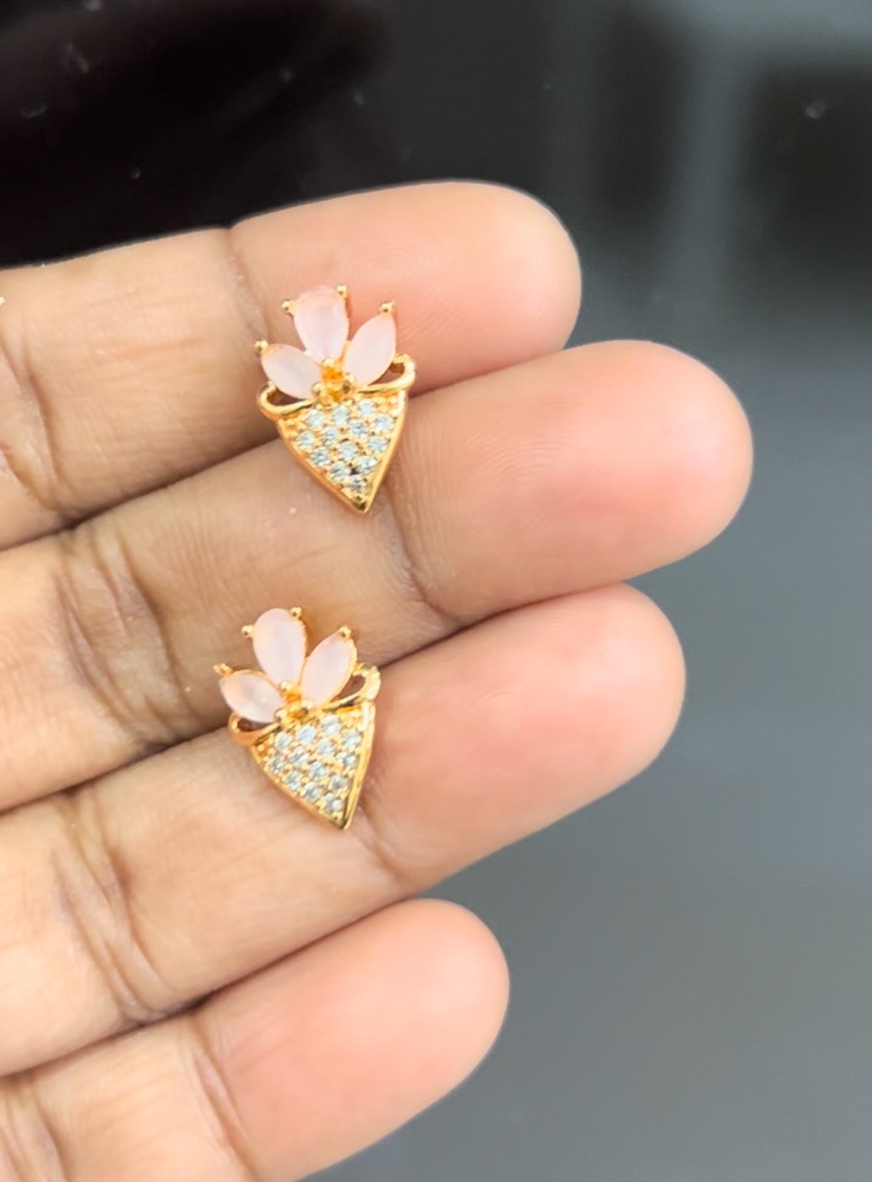 CZ coneshape studs in colour