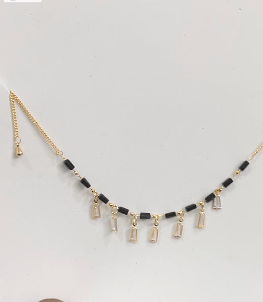 CZ black n white stones choker cum chain