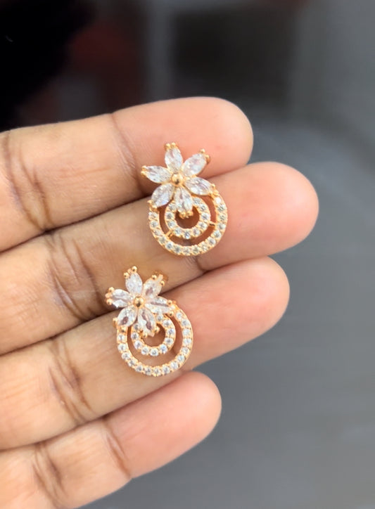 CZ flower stud with round shape