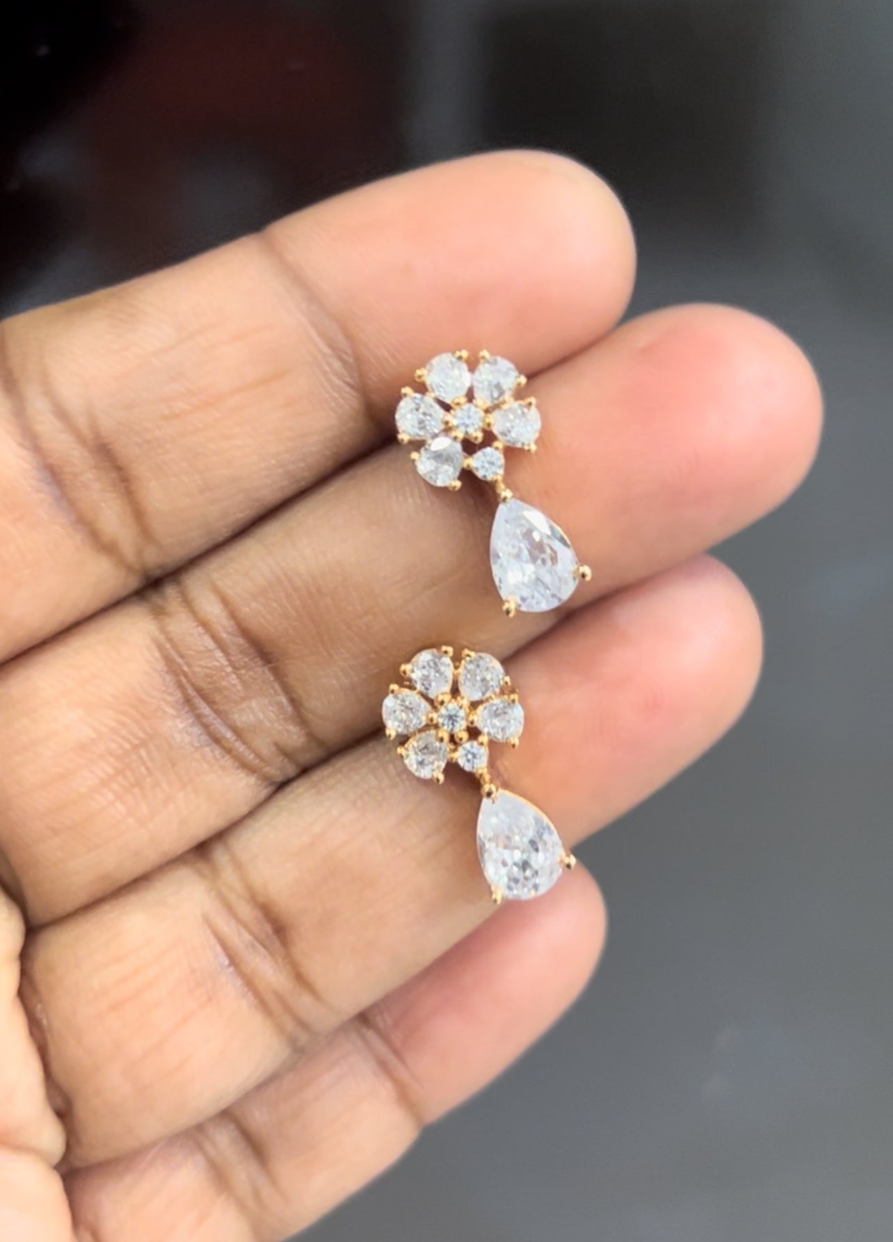 CZ flower studs