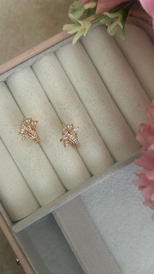 CZ 4 petal Bali earrings