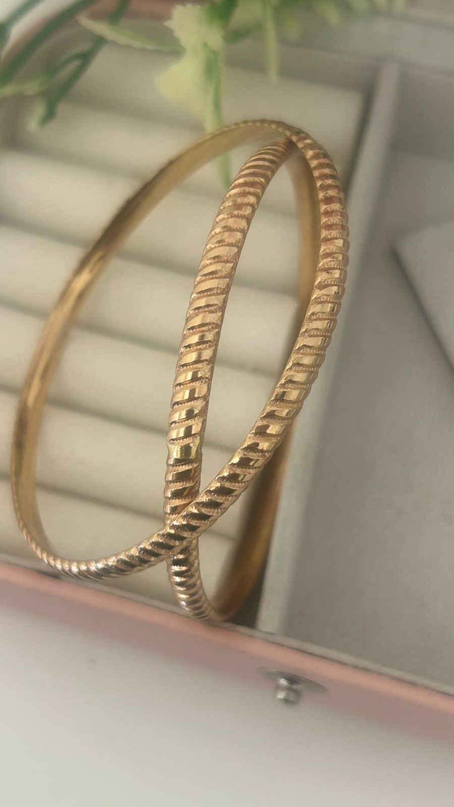 Handmade Panchaloha Bangles (Set of 2) – Unpolished Gold Finish Temple Jewelry”