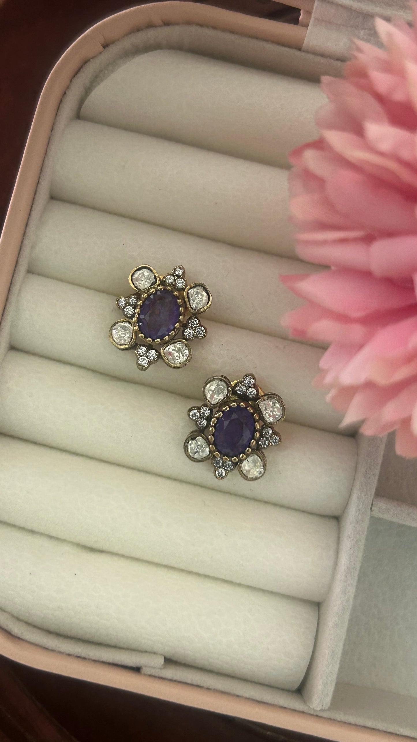 Victroian studs in purple stone