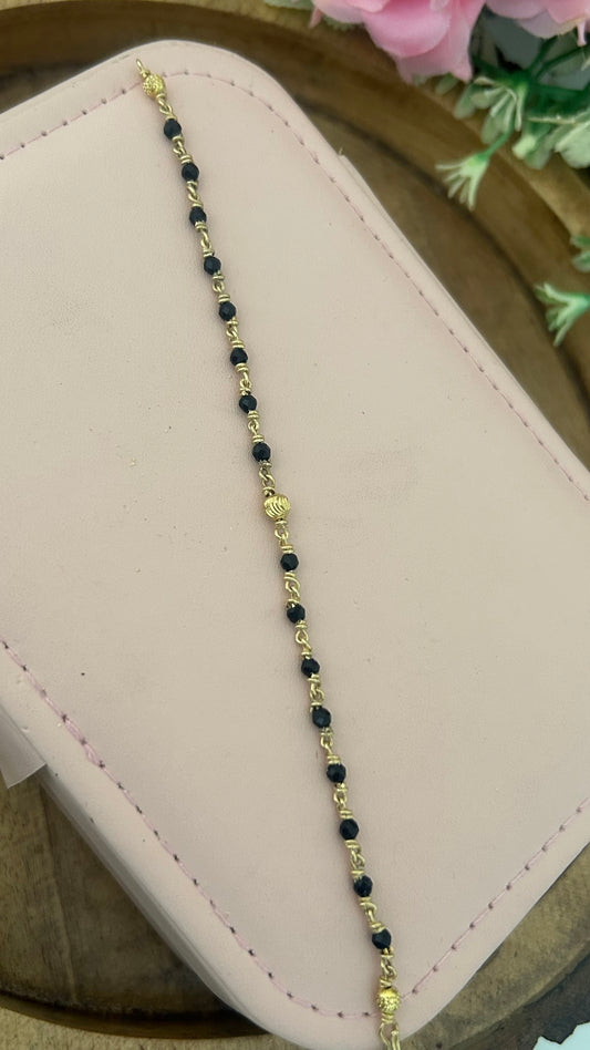 "Panchaloham Black Beads Bracelet (Unpolished) –  24, 26 & 28, bangles  sizes it fits comfortably for these measurements."